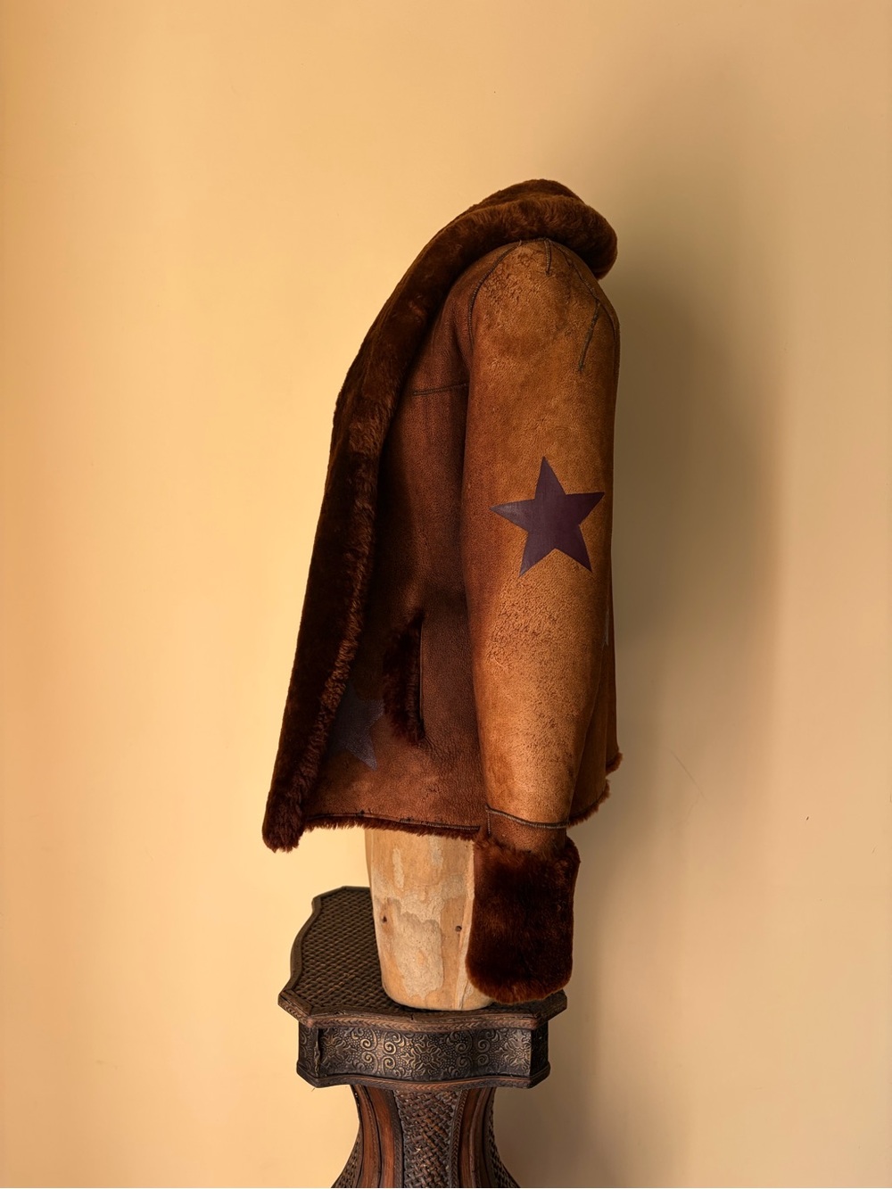 Vtg 70's Pennylane Shearling Jacket Rust Brown Celestial Western Boho Whimsygoth - Picture 2 of 8